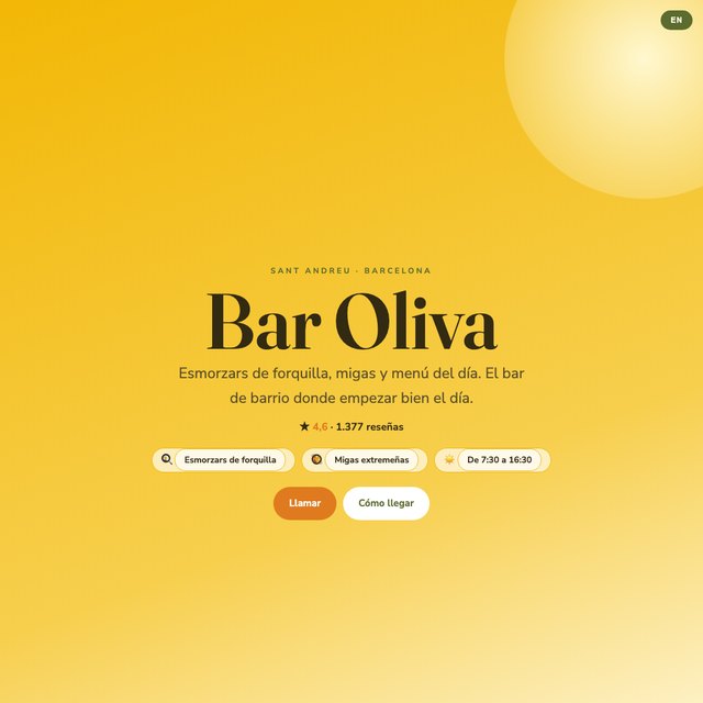 Bar Oliva Cafetería website by StudioMorphik