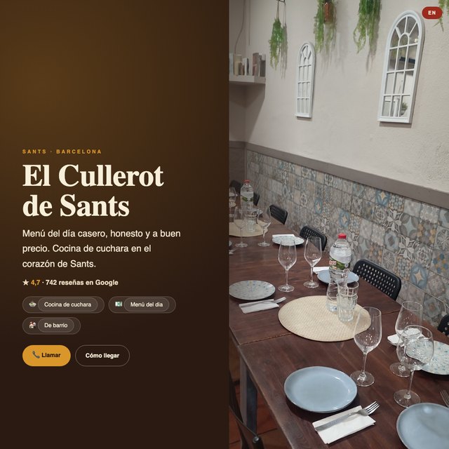 El Cullerot de Sants website by StudioMorphik
