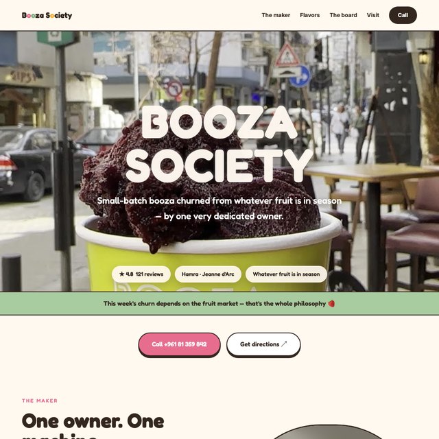 Booza Society website by StudioMorphik