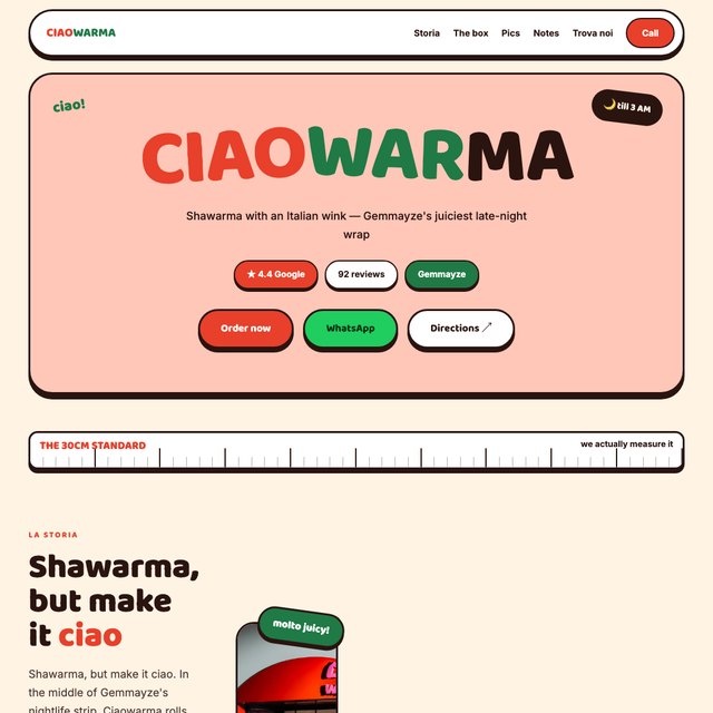 Ciaowarma website by StudioMorphik