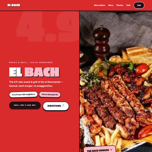 El Bach Snack & Grill website by StudioMorphik