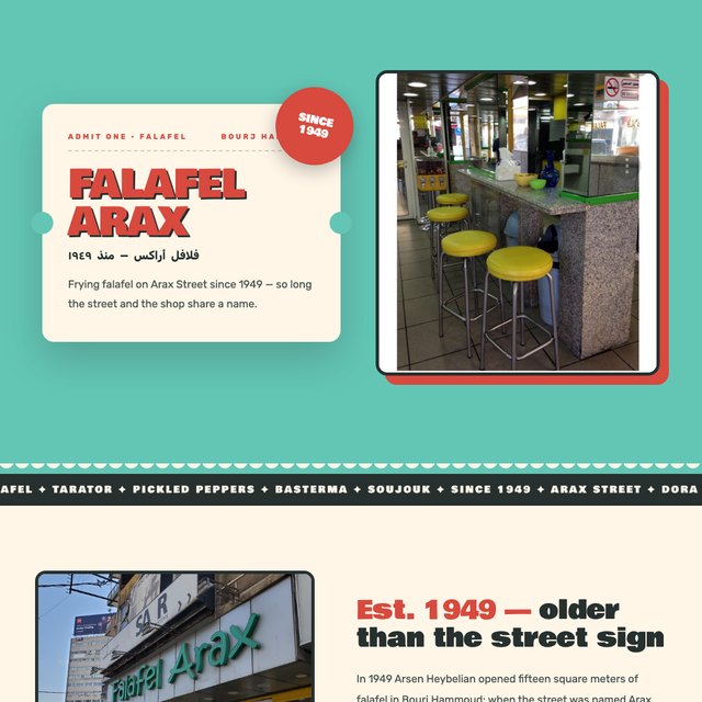 Falafel Arax website by StudioMorphik
