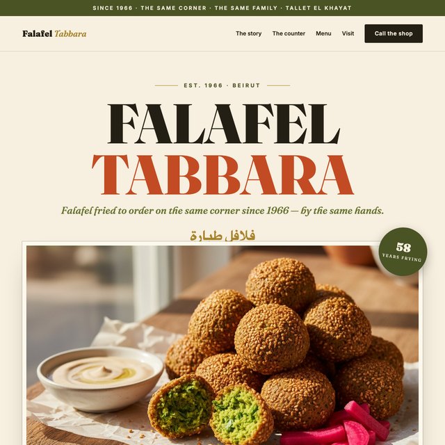 Falafel Tabbara website by StudioMorphik