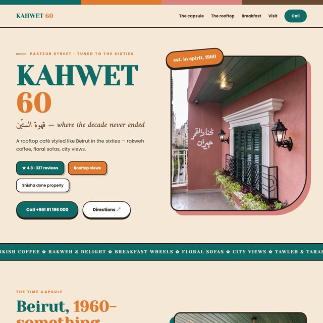 Kahwet 60 website by StudioMorphik