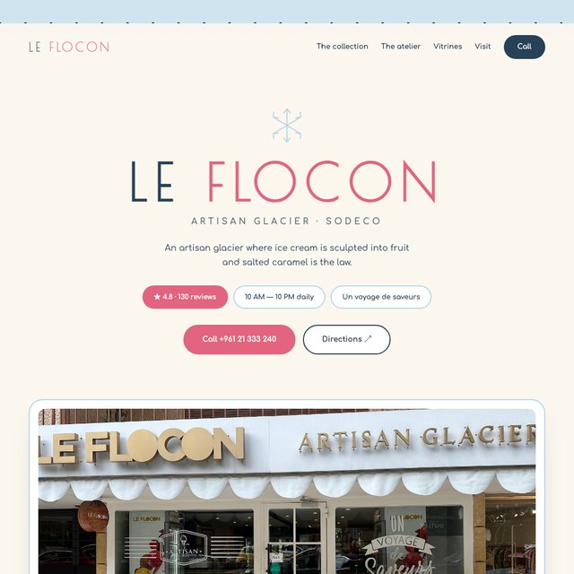 Le Flocon Artisan Glacier website by StudioMorphik