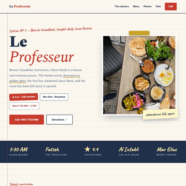 Le Professeur website by StudioMorphik