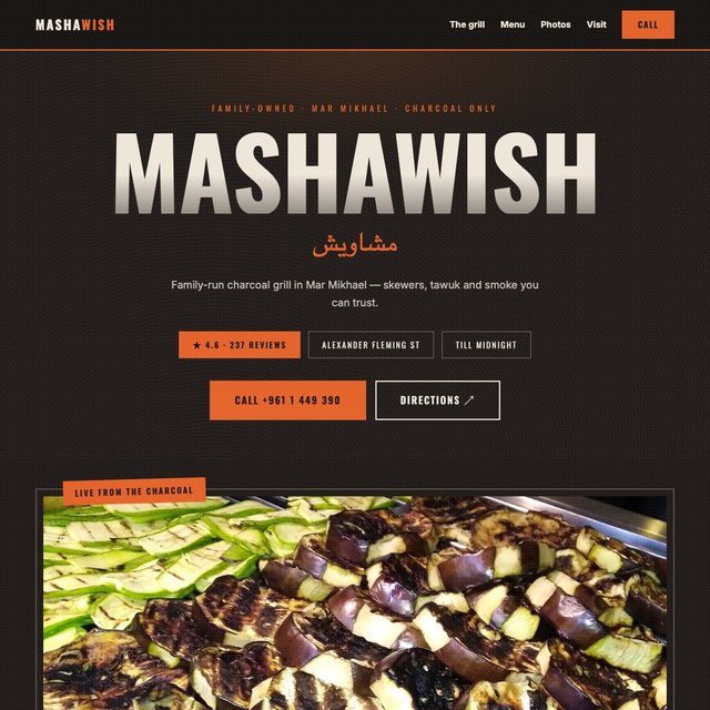 Mashawish Grill Bar website by StudioMorphik