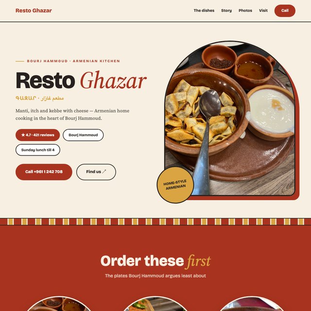 Resto Ghazar website by StudioMorphik
