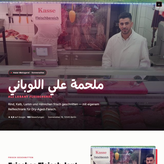 Fleischerei Ali Lobany website by StudioMorphik