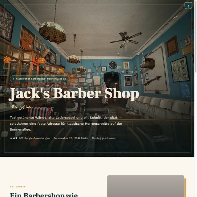Jack's Barber Shop website by StudioMorphik