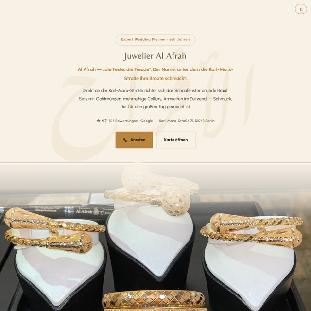 Juwelier Al Afrah website by StudioMorphik