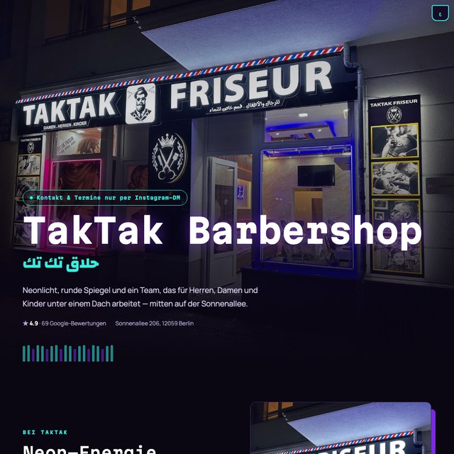 TakTak Barbershop website by StudioMorphik