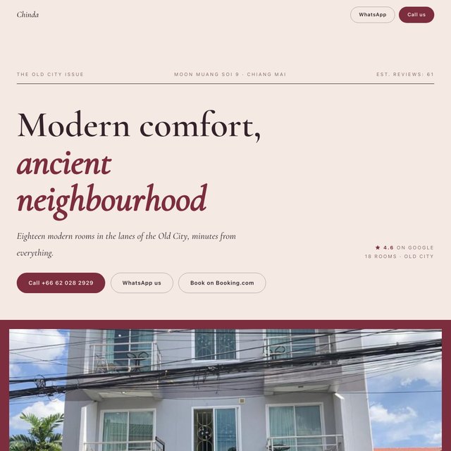 Chinda Boutique Hotel website by StudioMorphik