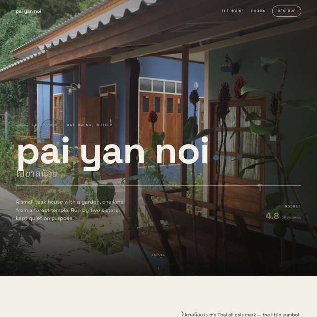 Pai Yan Noi Guest Home website by StudioMorphik