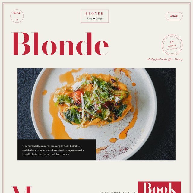 Blonde Food and Drink website by StudioMorphik
