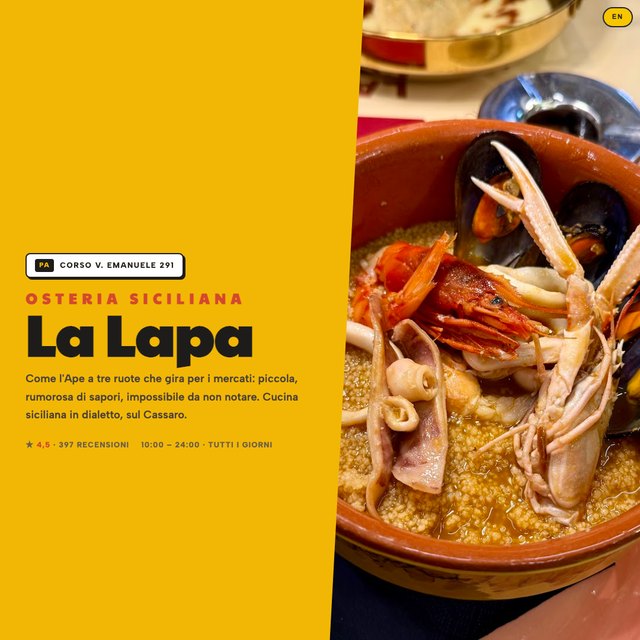 La Lapa — Osteria Siciliana website by StudioMorphik