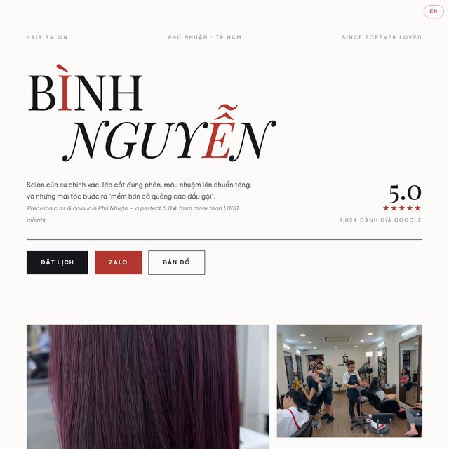 Bình Nguyễn Hair Salon website by StudioMorphik
