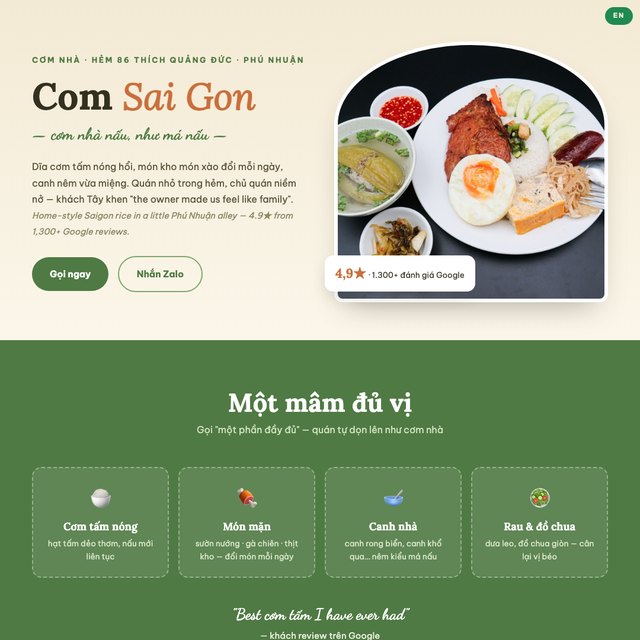 Com Sai Gon website by StudioMorphik