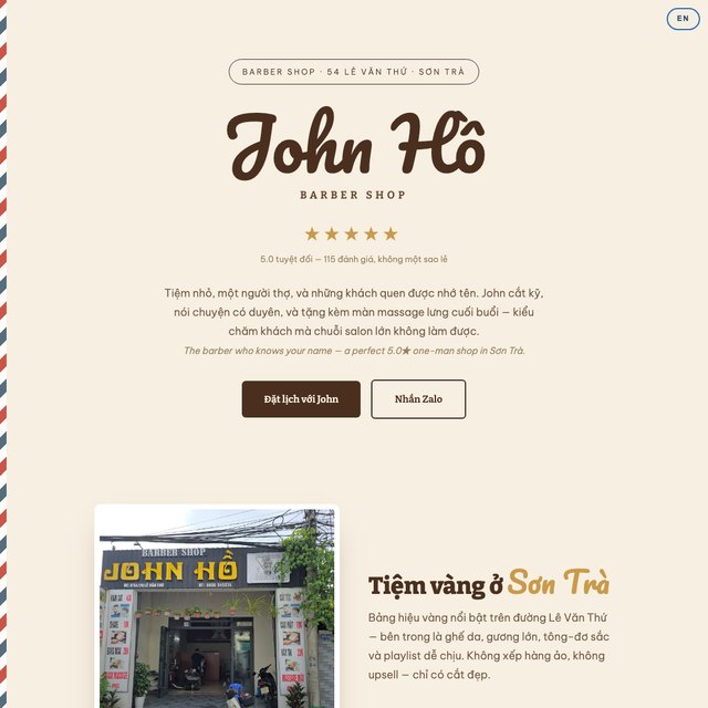 JOHN HỒ Barber Shop website by StudioMorphik