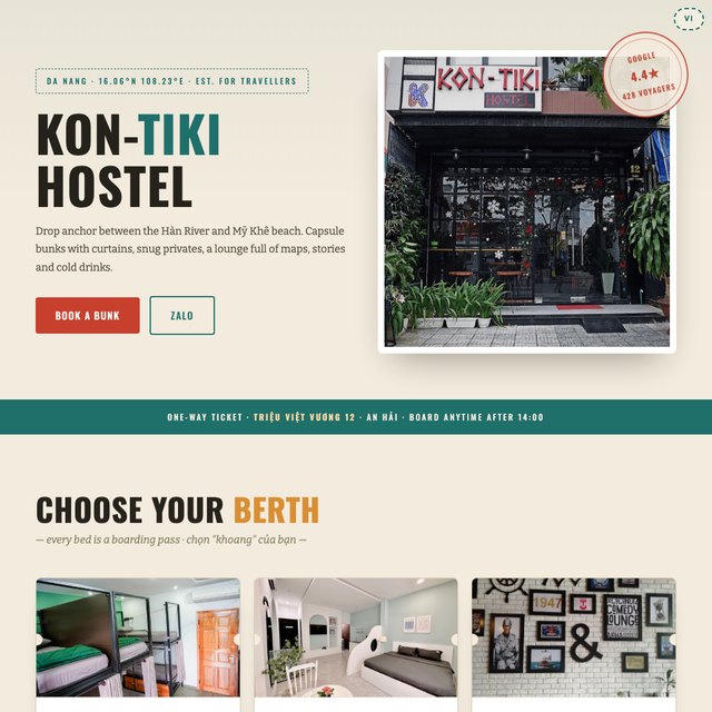 Kon-Tiki Hostel website by StudioMorphik