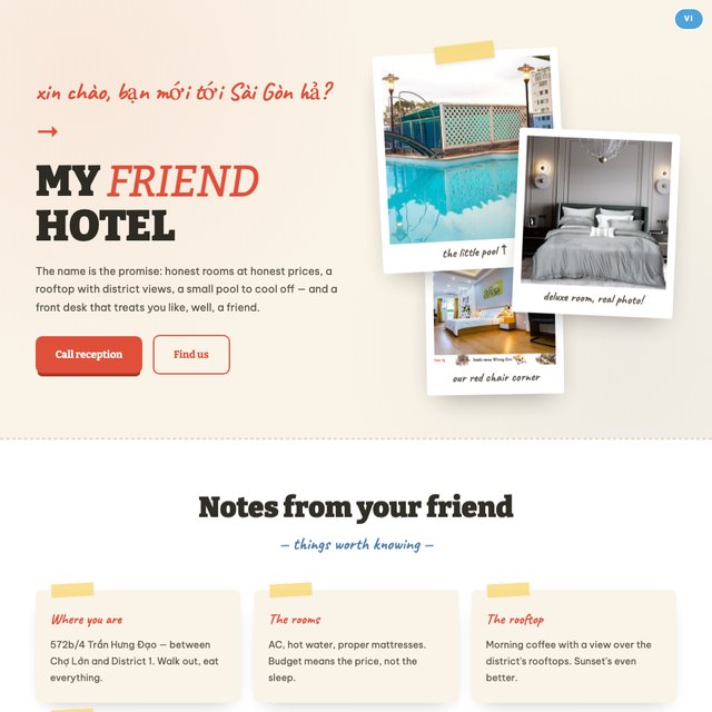 My Friend Hotel website by StudioMorphik