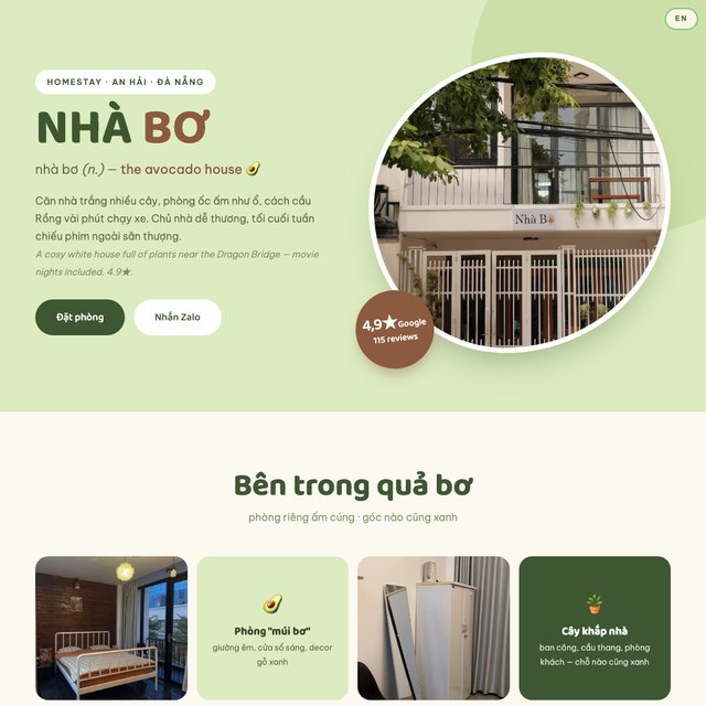 NHÀ BƠ Homestay website by StudioMorphik