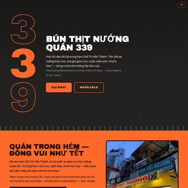 Bún Thịt Nướng Quán 339 website by StudioMorphik